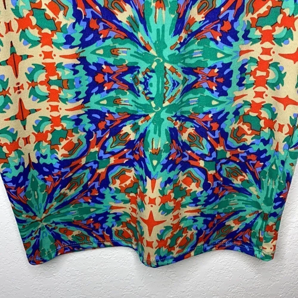 LulaRoe Midi Pencil Sheath Dress Multi Color Bold Geometric Print XS